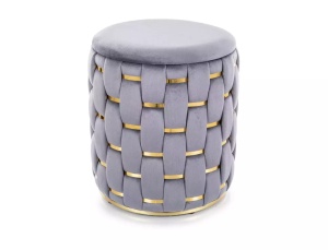 TABURET TIARA VELVET, GRI, TAP 252/AURIU, CU TAPITERIE DIN CATIFEA, STIL MODERN
