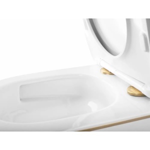 VAS WC SUSPENDABIL REA, CARLO MINI TORNADO, NFQ, GOLD EDGE, ALB/AURIU, CALITATE SUPERIOARA - Img 4