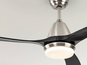 VENTILATOR ASPAS, CU TELECOMANDA, 45/55 CM, NICHEL SATINAT/NEGRU/OPAL, DIN METAL, LEMN SI STICLA, STIL MODERN - Img 2