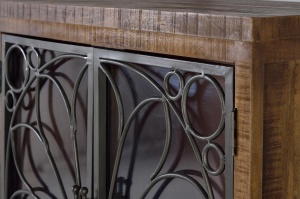 VITRINA BROOME 100CM, REALIZATA DIN LEMN DE MANGO SI METAL, CULOARE MARO ANTICHIZAT, STIL INDUSTRIAL MODERN, GINER Y COLOMER - Img 4