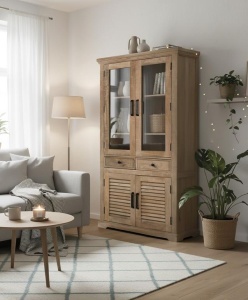 VITRINA LIVING 180CM, 2297, LEMN DE MANGO, GINER Y COLOMER, STIL MODERN - Img 2