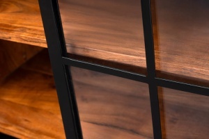 VITRINA LIVING, HERITAGE 150CM, LEMN DE SALCAM, METAL SI STICLA, CULOARE NATUR/MARO, ARTIM GROUP SELECTION - Img 5