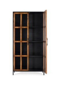 VITRINA NEWARK 90CM, REALIZATA DIN LEMN DE MANGO SI METAL, CULOARE NEGRU/NATUR, STIL INDUSTRIAL, GINER Y COLOMER - Img 3