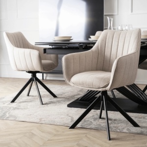 10X SCAUN ROTATIV, ARTIM MEBLE, REALIZAT DIN MATERIAL TEXTIL, CULOARE CREM, STIL MODERN
