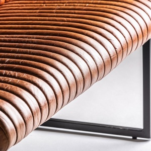 BANCHETA CHADRON 124CM, DIN METAL SI PIELE NATURALA, STIL VINTAGE, VICAL HOME - Img 6