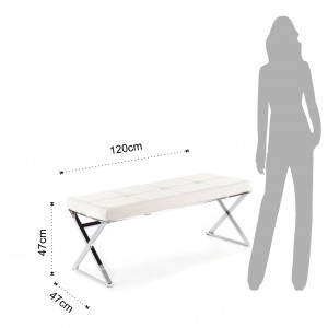BANCHETA, MAXIM 120CM, CADRUL DIN METAL SI PIELE ECO, STIL MODERN, COD 1719 - Img 3