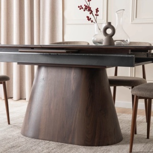 BEST PRICE!!! MASA EXTENSIBILA 160-200CM, ARTIM MEBLE, REALIZATA DIN METAL, LEMN SI MDF, CERAMICA, CULOARE NEGRU/NUC, STIL MODERN - Img 5