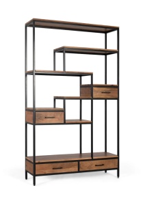 BIBLIOTECA AVELA 115CM, REALIZATA DIN LEMN DE MANGO SI METAL, CULOARE NEGRU/NATUR, GINER Y COLOMER