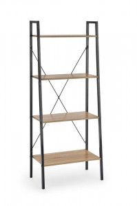 BIBLIOTECA LIVING NARVIK REG2, STEJAR AURIU/NEGRU, STIL VINTAGE