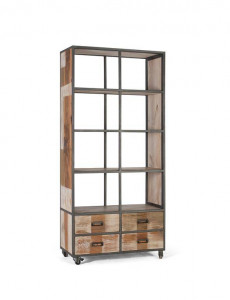 BIBLIOTECA/ORGANIZATOR 190CM, MULTICOLOR, LEMN MASIV RECICLAT SI METAL, GINER Y COLOMER - Img 2