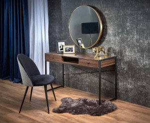 BIROU B46, NUC/NEGRU, DIN FURNIR, MELAMINA SI METAL, STIL VINTAGE