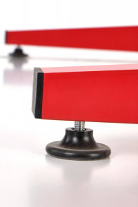 BIROU B49 CU ILUMINARE LED SI SUPORT ACCESORII, ROSU/NEGRU, DIN FURNIR SI PICIOARE DIN METAL, STIL MODERN - Img 8