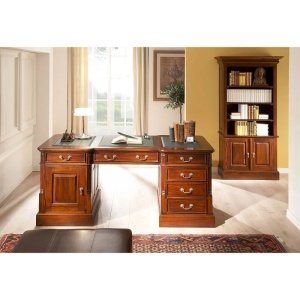 BIROU DE LUX CAMBRIDGE 160CM, DIN LEMN MASIV, CULOARE MARO/VERDE, ARTIM SELECTION - Img 6