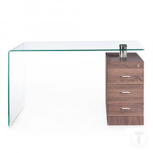 BIROU DIN STICLA 125CM, BOW WOOD, STICLA SI MDF, COD 3482