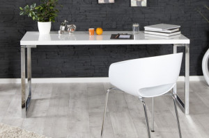 BIROU MODERN 160X60, WHITE DESK, DIN MDF LUCIOS - Img 3