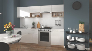 BUCATARIE VIOLA, 260 CM, STEJAR SONOMA/ALB LUCIOS, DIN MDF, STIL MODERN
