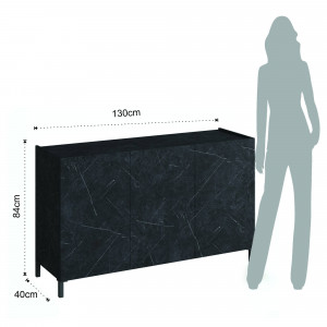 BUFET 130CM, EDDY BLACK, COD 4685, STIL MODERN, REALIZATA PANOURI LAMINATE, EFECT MARMURA NEAGRA - Img 4