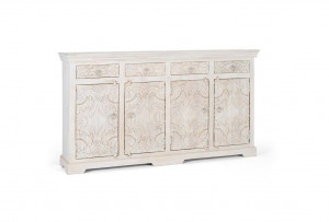 BUFET 180CM, ALB ANTICHIZAT, LEMN MASIV DE MANGO, REALIZAT MANUAL, GINER Y COLOMER - Img 3