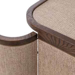 BUFET DINING WILLOX CU 2 USI, 90CM, REALIZAT DIN METAL, LEMN DE STEJAR, MDF SI TEXTIL IN, CULOARE BEJ, DESIGN DEOSEBIT, RICHMOND INTERIORS - Img 6