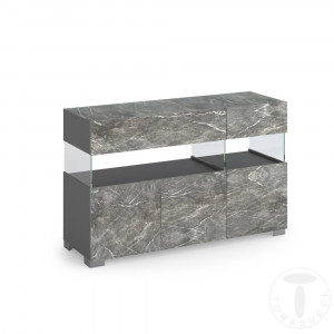 BUFET LIVING 129CM, FLOAT MARBLE, COD 5064, STIL MODERN, REALIZATA PANOURI LAMINATE, EFECT MARMURA