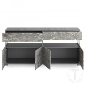 BUFET LIVING 172CM, FLOAT MARBLE, COD 5063, STIL MODERN, REALIZATA DIN PANOURI LAMINATE, EFECT MARMURA - Img 3