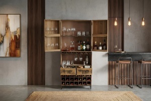 BUFET LIVING DEOSEBIT, BODEGA 160CM, REALIZAT DIN LEMN DE PIN SI METAL, CULOARE NATUR, ARTIM GROUP - Img 8