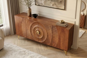 BUFET LIVING GOLDEN SUNSET 180CM, REALIZAT DIN LEMN DE MANGO, DE CULOARE MARO, MODEL 3D, ARTIM GROUP