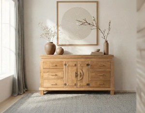 BUFET LIVING LUCCA 153CM, DIN LEMN DE TEC, CULOARE NATUR, ARTIM GROUP SELECTION - Img 2