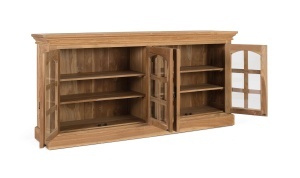 BUFET LIVING PISTOIA 180CM, REALIZAT DIN LEMN DE TEC SI STICLA, CULOARE NATUR, STIL RUSTIC, ARTIM GROUP SELECTION - Img 4