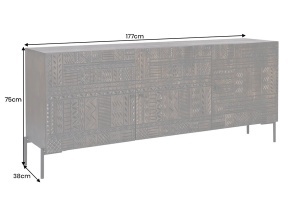 BUFET LIVING, TRIBAL 180CM, LEMN DE MANGO ANTICHIZAT, MARO INCHIS, ARTIM GROUP SELECTION - Img 4