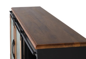 BUFET LIVING ZANZIBAR 150CM, REALIZAT DIN LEMN DE MANGO SI METAL, CULOARE NATUR/NEGRU, STIL INDUSTRIAL, GINER Y COLOMER - Img 5