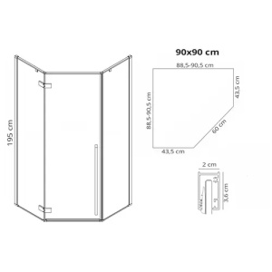 CABINA DE DUS DIAMOND 90X90, CUPRU PERIAT, CU CADITA DIAMOND NEAGRA, CALITATE SUPERIOARA - Img 5