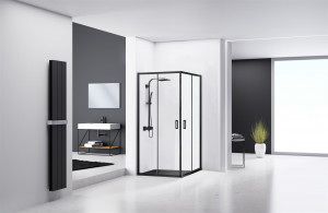 CABINA DE DUS PUNTO 90X90 DE CULOARE NEAGRA CU SUPORT CADITA CALITATE SUPERIOARA - Img 2