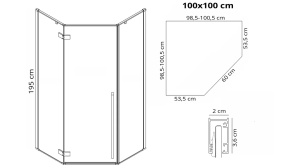 CABINA DE DUS REA DIAMOND, 100x100CM, NEGRU MAT, DIN STICLA, CALITATE SUPERIOARA - Img 6