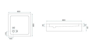 CADITA DE DUS REA SAVOY, 80x80 CM, ALB, DIN ACRIL, CALITATE SUPERIOARA - Img 3