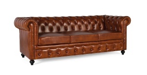 CANAPEA 3 LOCURI CHESTER SARO 200CM, REALIZATA DIN PIELE NATURALA, CULOARE MARO, GINER Y COLOMER