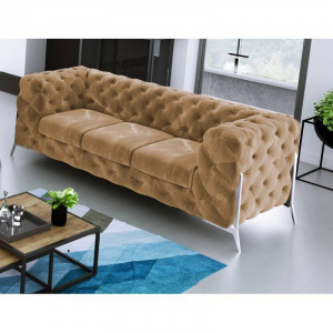 CANAPEA 3 LOCURI, CHESTERFIELD, CHELSEA BIS, DIN STOFA DE CALITATE, 243CM, CULOARE PERSONALIZATA - Img 2