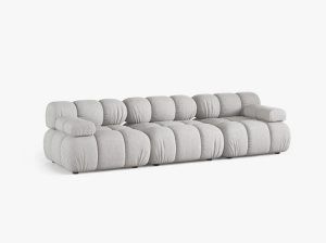 CANAPEA BELLIS, CU 3 LOCURI, GRI DESCHIS, CU TAPITERIE DIN TEXTIL STRUCTURAT LIBERTY, MICADONI - Img 2