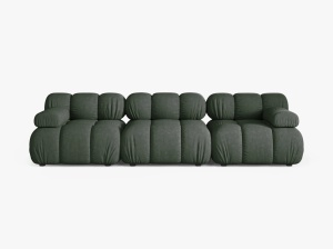 CANAPEA BELLIS, CU 3 LOCURI, VERDE INCHIS, CU TAPITERIE DIN TEXTIL STRUCTURAT LIBERTY, MICADONI - Img 1