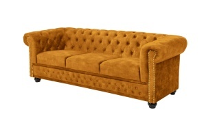 CANAPEA, CHESTERFIELD, 205CM CU 3 LOCURI, MATERIAL CATIFEA DE CULOARE GALBEN MUSTAR, ARTIM GROUP SELECTION - Img 12