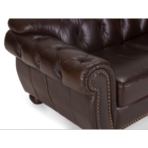 CANAPEA CHESTERFIELD 224CM, DIN LEMN SI PIELE NATURALA, CULOARE MARO, ARTIM SELECTION - Img 3