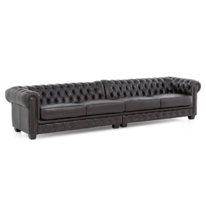 CANAPEA CHESTERFIELD 352CM, DIN LEMN SI PIELE NATURALA, CULOARE MARO, ARTIM SELECTION