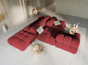 CANAPEA/COLTAR MODULAR BELLIS STANGA, 3 LOCURI, 282 CM, ROSU INCHIS 59, TAPITERIE DIN CATIFEA, DESIGN DEOSEBIT - Img 2