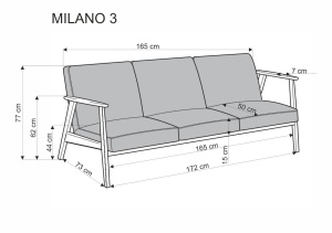 CANAPEA CONFORTABILA MILANO 3S, ALBASTRU CASTEL 74/NUC, TAPITERIE DIN STOFA SI PICIOARE DIN LEMN MASIV, STIL MODERN - Img 8