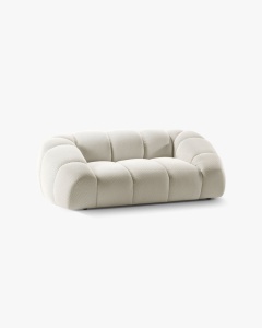 CANAPEA CU 2 LOCURI DIANA, BEJ DESCHIS, 114X214 CM, TAPITAT CU TAPITERIE DIN TEXTIL 3D SONIC MICADONI - Img 2