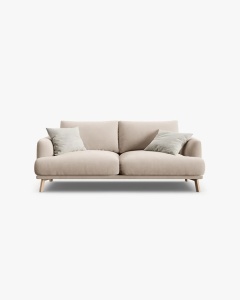 CANAPEA CU 2 LOCURI, NAOMI, BEJ, 170X95 CM, TAPITAT CU TAPITERIE DIN TEXTIL CATIFEA SALVADOR, MICADONI