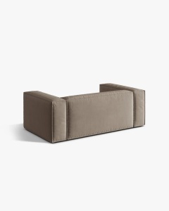 CANAPEA CU 2 LOCURI, NURIA GRI CALD, 170X110 CM, TAPITAT CU TAPITERIE DIN TEXTIL CATIFEA PARIS, MICADONI - Img 3
