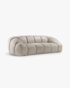 CANAPEA CU 3 LOCURI DIANA, BEJ, 234X114 CM, TAPITAT CU TAPITERIE DIN TEXTIL CATIFEA SALVADOR, MICADONI - Img 2