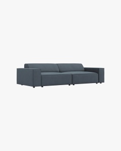 CANAPEA CU 3 LOCURI JODIE, 204X99 CM, ADANCIME SCAUN 62 CM, ALBASTRU, TAPITAT CU TAPITERIE DIN TEXTIL STRUCTURAT MEGAN, MICADONI - Img 2
