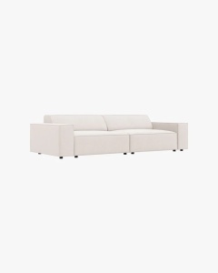 CANAPEA CU 3 LOCURI JODIE, 204X99 CM, ADANCIME SCAUN 62 CM, BEJ DESCHIS, TAPITAT CU TAPITERIE DIN TEXTIL STRUCTURAT MEGAN, MICADONI - Img 2